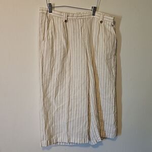 ELLEN TRACY STRIPE linen CAPRI USL